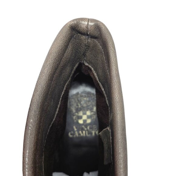 Vince Camuto Leather FoldOver Ankle Boot Women Sz 9 Taupe Brn 4" Block Heel Shoe - Picture 4 of 10